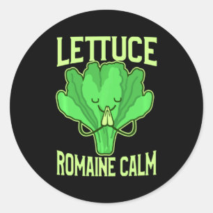 Sticker Rond Laitue Drôle Romaine Calme Méditation Yoga Zen