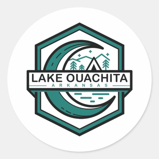 Sticker Rond LAKE OUACHITA arkansas lune hexa (Devant)