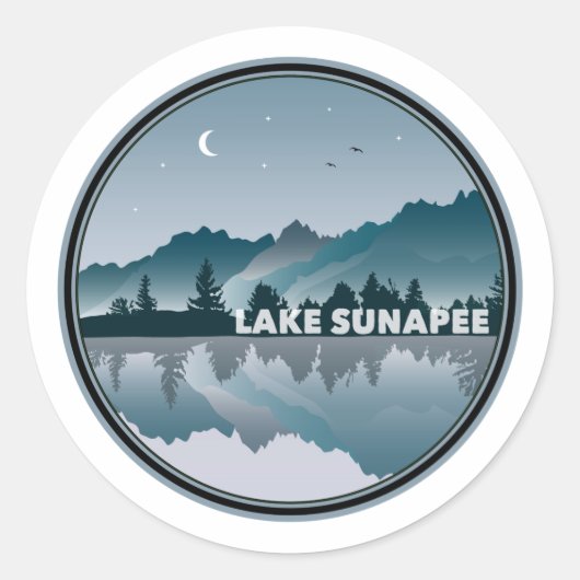 Sticker Rond Lake Sunapee New Hampshire Réflexion (Devant)