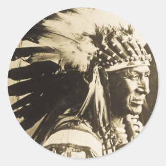 Sticker Rond Lakota Sioux Chief White Swan