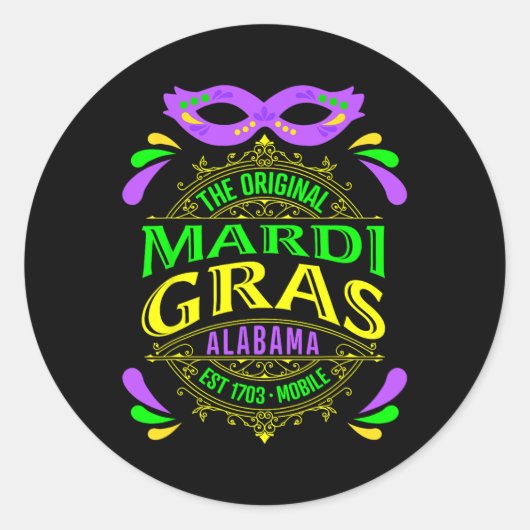 Sticker Rond L'Alabyma Mardi Gras Mobile 2025 (Devant)