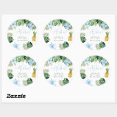 Sticker Rond LALANI Tropical Blue Hibiscus Luau 1er anniversair (Feuille)