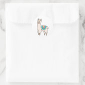 Sticker Rond lama alpaga de dessin animé souriant et heureux (Sac)