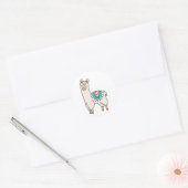 Sticker Rond lama alpaga de dessin animé souriant et heureux (Enveloppe)