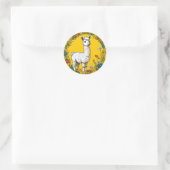 Sticker Rond Lama blanc joyeux (Sac)