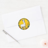 Sticker Rond Lama blanc joyeux (Enveloppe)
