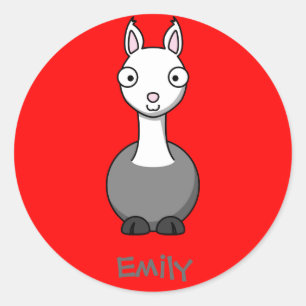 Sticker Rond Lama câlin