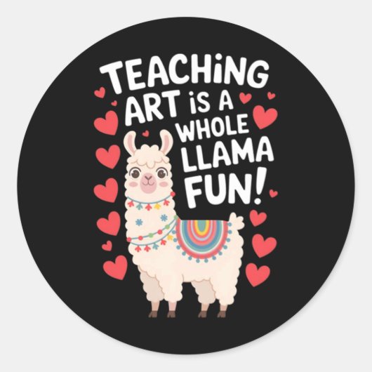 Sticker Rond lama d'appréciation du professeur d'art (Devant)