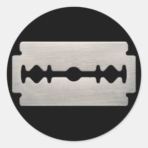 STICKER ROND LAME DE RASOIR DE ROCKER PUNK