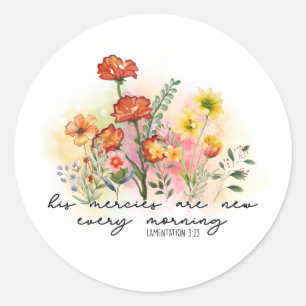Sticker Rond Lamentations 3:23 His Mercies New Every Morning