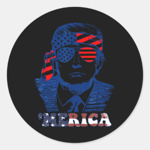 Sticker Rond L'Amérique 4 juillet le drapeau américain de Trump