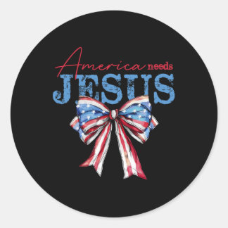 Sticker Rond L'Amérique a besoin de Jésus Christian Drapeau Usa