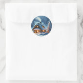 Sticker Rond L'amorce chaude de l'hiver : une hutte de neige so (Sac)