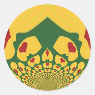 Sticker Rond L'amour à Rasta Couleurs : Coeurs de reggae