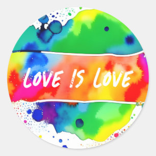 Sticker Rond L'amour arc-en-ciel gay pride est amour