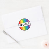 Sticker Rond l'amour arc-en-ciel. j'aime les filles. (Enveloppe)