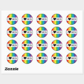 Sticker Rond l'amour arc-en-ciel. je coeur les hommes. (Feuille)