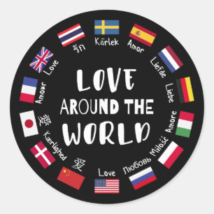 Sticker Rond L'amour autour des langues du monde 
