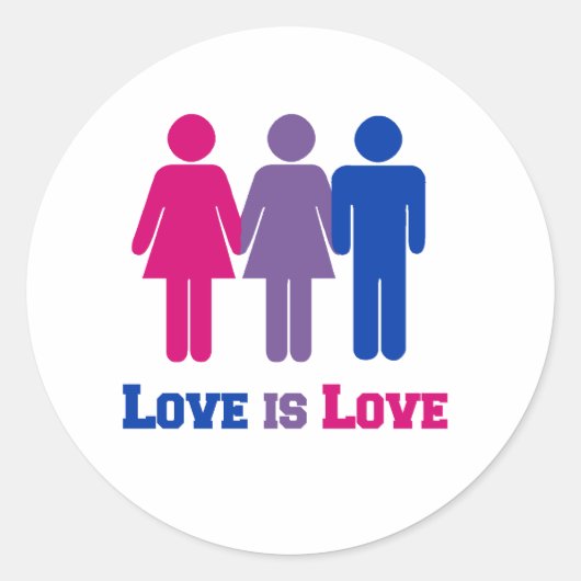 Sticker Rond L'amour bisexuel est l'amour (Devant)