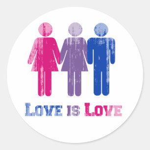 Sticker Rond L'amour bisexuel est l'amour affligé