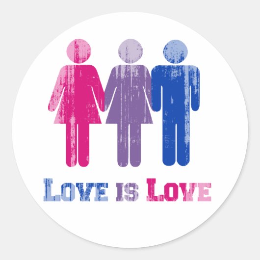 Sticker Rond L'amour bisexuel est l'amour affligé (Devant)