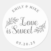 Sticker Rond L'amour botanique est la faveur du mariage doux (Devant)