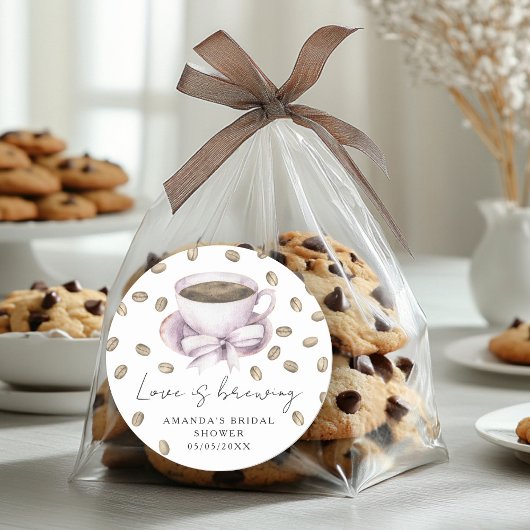 Sticker Rond L'amour brasse Bow Coffee Douche nuptiale