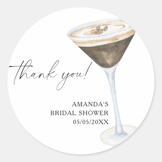 Sticker Rond L'amour brasse Espresso Martini Merci (Devant)