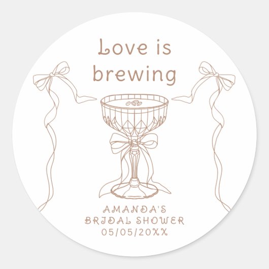 Sticker Rond L'amour brasse la main tiré nuptiale douche (Devant)