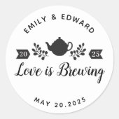 Sticker Rond L'amour brasse le Mariage Tea Favor Logo (Devant)