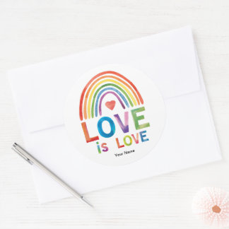 Sticker Rond "L'amour c'est l'amour" Bright Color Rainbow Gay p