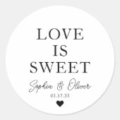 Sticker Rond L'AMOUR Classique EST SWEET Heart Mariages Noms Fa (Devant)