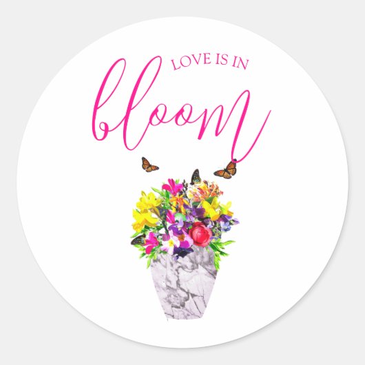 Sticker Rond L'amour dans la floraison Mariage (Devant)