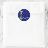 Sticker Rond L'amour dans les fleurs bleues (Sac)