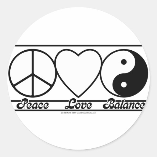 Sticker Rond L'amour de la paix et l'équilibre (Devant)