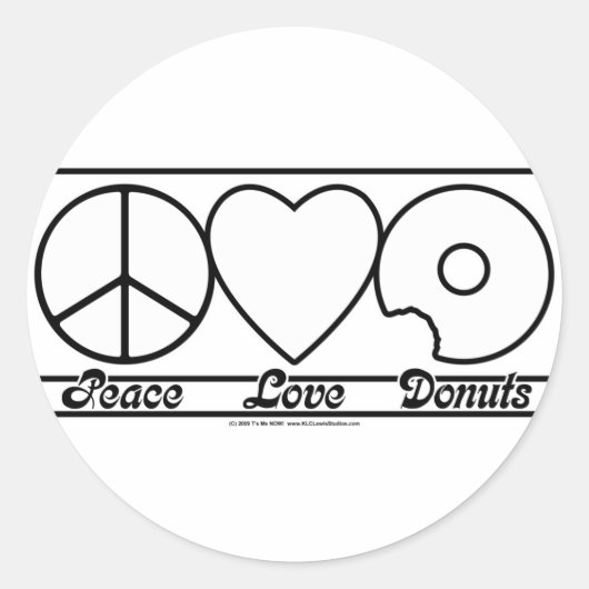 Sticker Rond L'amour de la paix et les beignets (Devant)