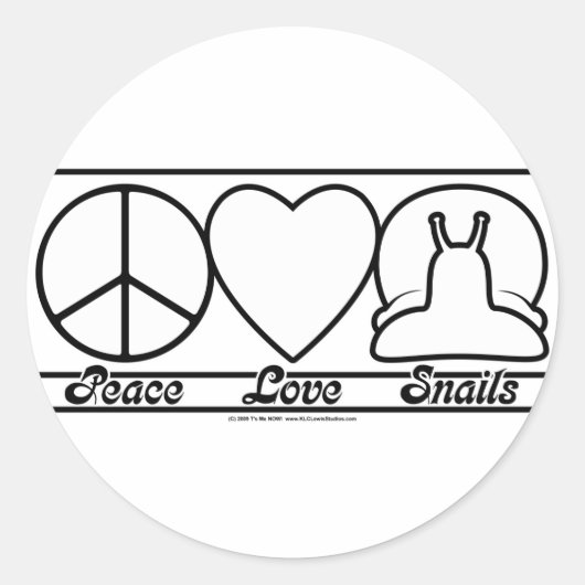 Sticker Rond L'amour de la paix et les escargots (Devant)