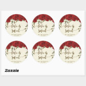 Sticker Rond l'amour des roses rouges est l'autocollant de fave (Feuille)