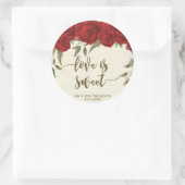 Sticker Rond l'amour des roses rouges est l'autocollant de fave (Sac)