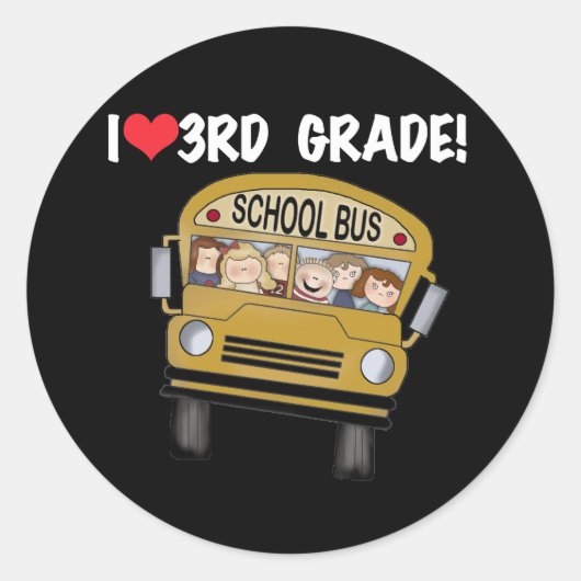 Sticker Rond L'amour du bus scolaire 3e année (Devant)
