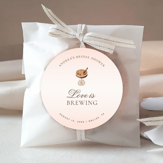 Sticker Rond L'amour du café Espresso couve une fête de mariage