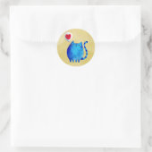 Sticker Rond L'amour du chat Kitty bleu (Sac)