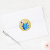 Sticker Rond L'amour du chat Kitty bleu (Enveloppe)