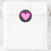 Sticker Rond L'amour du coeur rose (Sac)