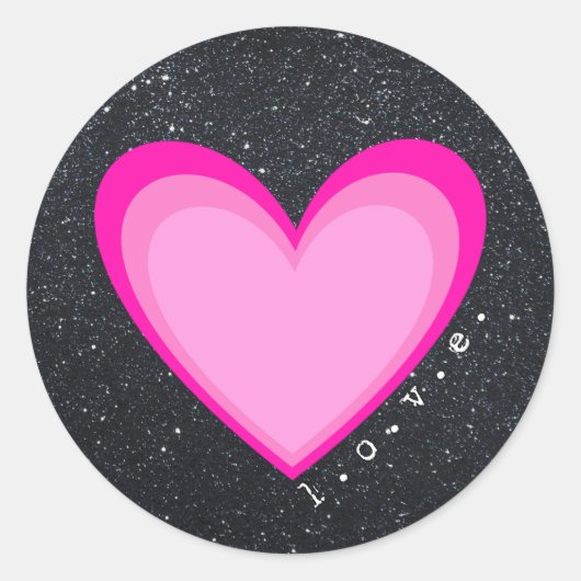 Sticker Rond L'amour du coeur rose (Devant)