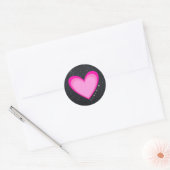 Sticker Rond L'amour du coeur rose (Enveloppe)