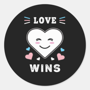 Sticker Rond L'amour du visage du coeur gagne la fierté transge
