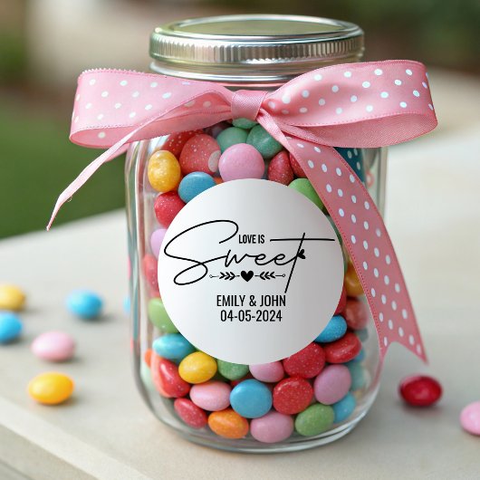 Sticker Rond L'amour élégant est Mariage de calligraphie cardia