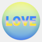 Sticker Rond L'AMOUR en bleu et jaune pour l'Ukraine Ukrainien (Devant)