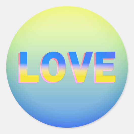 Sticker Rond L'AMOUR en bleu et jaune pour l'Ukraine Ukrainien (Devant)